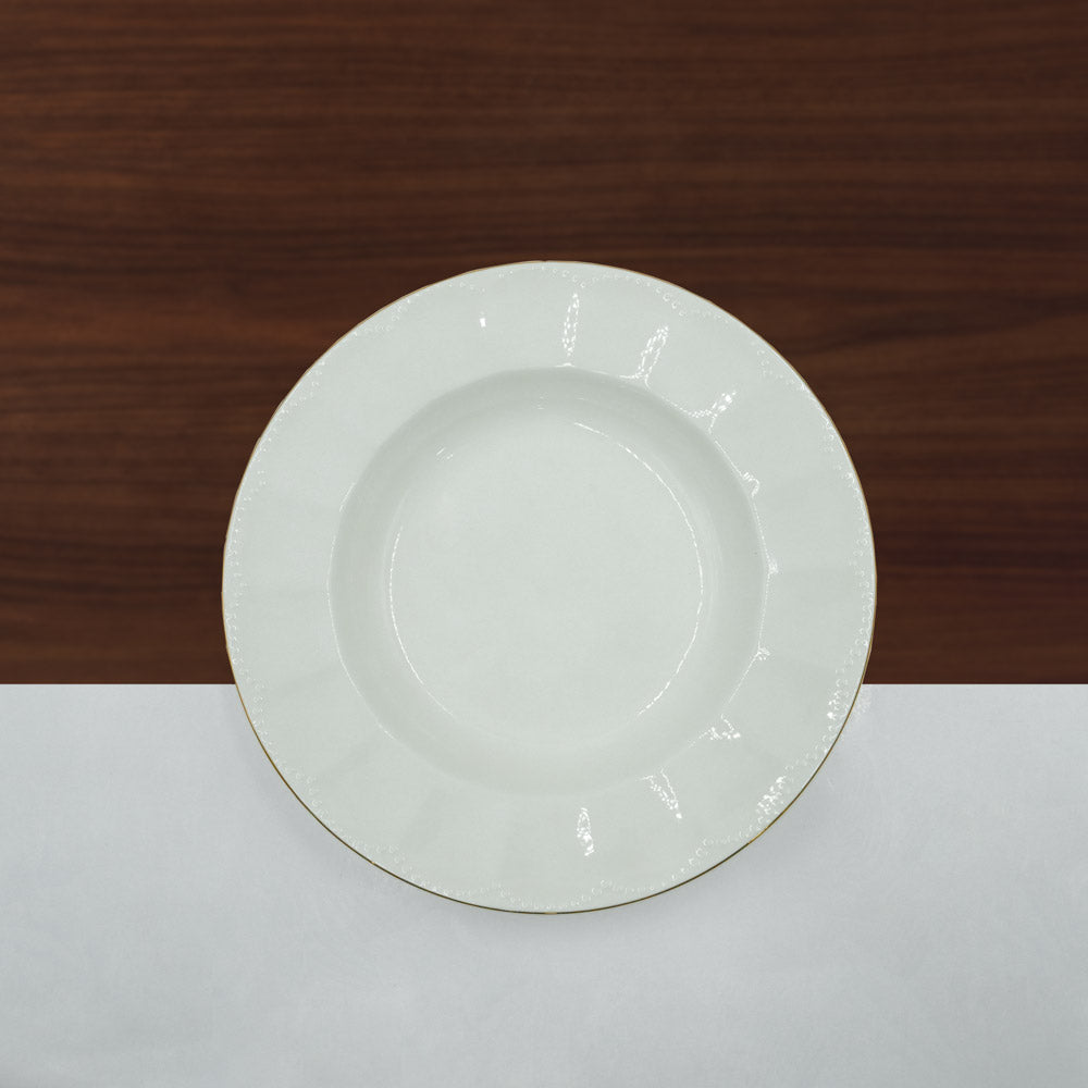 Gl-220 Ceramic Soup Plate White With Gold Rim