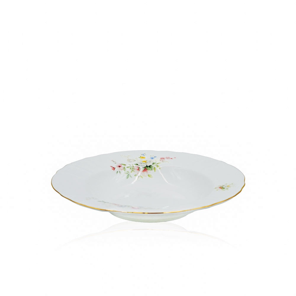 SR-004 Soup Plate With Gold Rim 9"