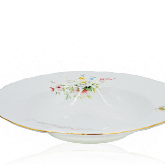 SR-004 Soup Plate With Gold Rim 9"