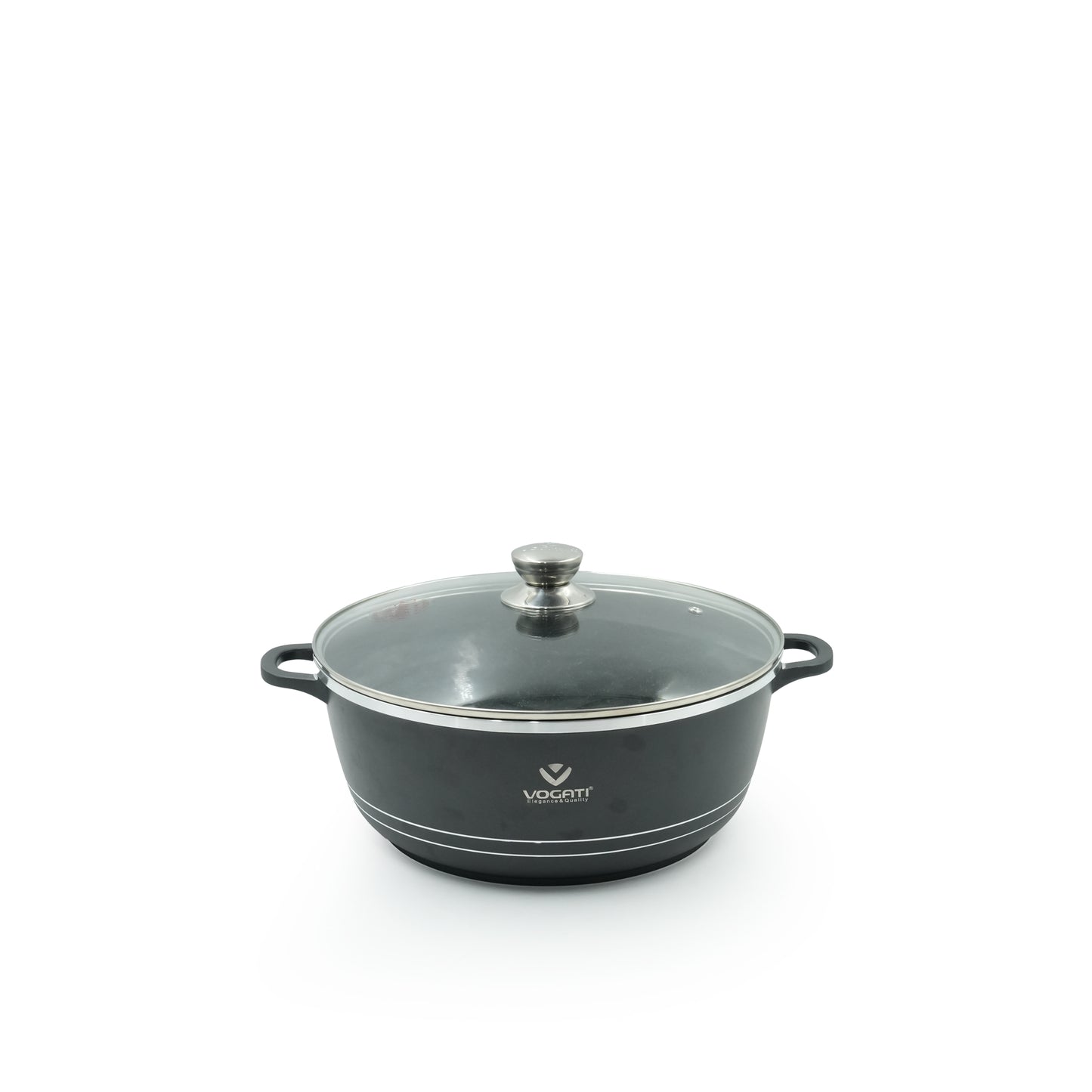 SP-1SET-1 Vogati Cookware Set 6-Piece – Premium Black Non-Stick Casserole Pots with Tempered Glass Lids – Durable and Stylish Cookware for Everyday Use