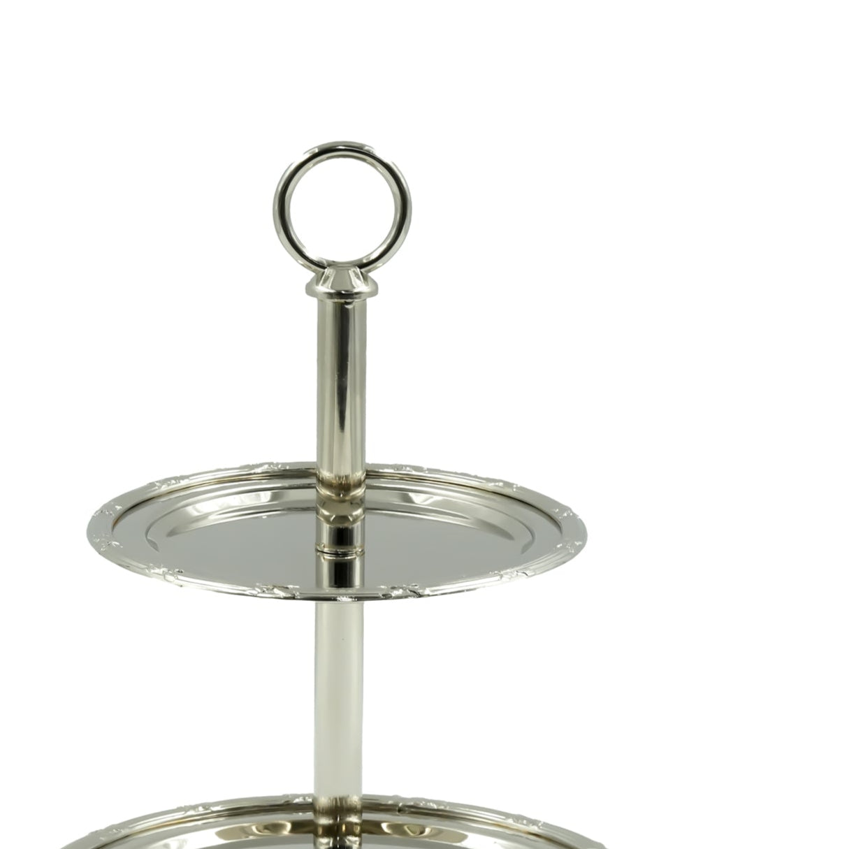 AMN-TW-2441/2 2-Layer Silver Stand – 27cm Height – Elegant Tiered Serving Stand for Sweets, Dates, and Snacks
