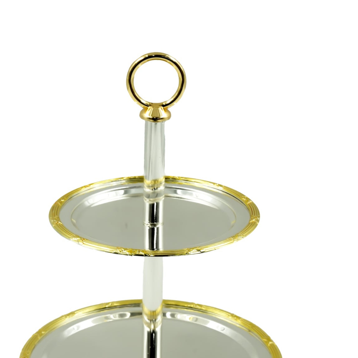 AMSG-TW-2241/2 2-Layer Gold Stand – 27cm Height – Elegant Tiered Serving Tray for Sweets, Dates, and Snacks with Golden Trim