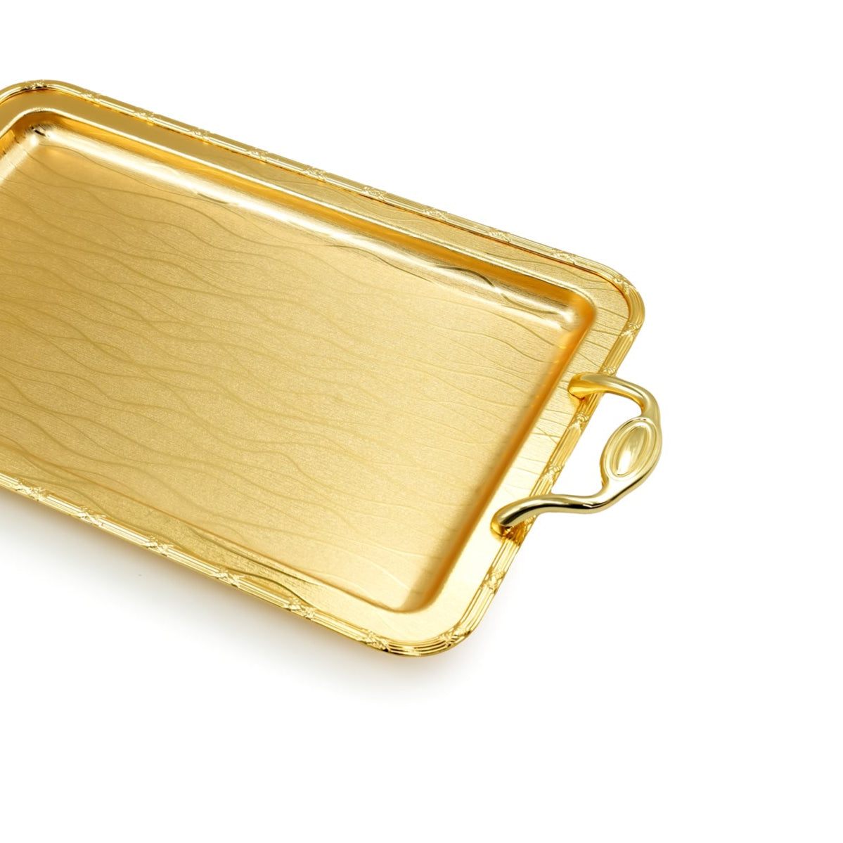 AMG-TW-2463MW Rectangle Tray Gold – 2.5cm (H) × 30.5cm (L) × 51cm (W) – Elegant Gold-Finish Serving Tray with Handles for Sweets, Snacks, and Decorative Use