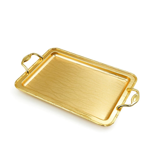AMG-TW-2463LW Rectangle Tray Gold – 3cm (H) × 36cm (L) × 58cm (W) – Elegant Gold-Finish Serving Tray with Handles for Sweets, Drinks, and Decorative Use