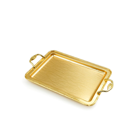 AMG-TW-2463MW Rectangle Tray Gold – 2.5cm (H) × 30.5cm (L) × 51cm (W) – Elegant Gold-Finish Serving Tray with Handles for Sweets, Snacks, and Decorative Use