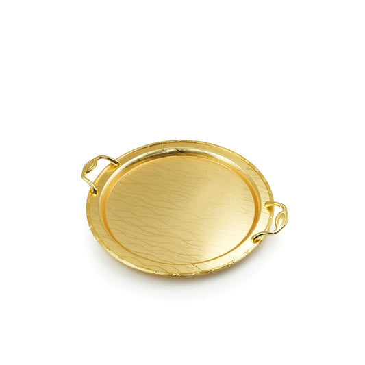 AMG-TW-2477XLW Round Serving Tray Gold – 42cm Diameter – Elegant Gold-Finish Tray for Sweets, Snacks, and Decorative Display