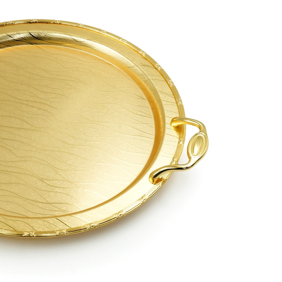 AMG-TW-2477XLW Round Serving Tray Gold – 42cm Diameter – Elegant Gold-Finish Tray for Sweets, Snacks, and Decorative Display