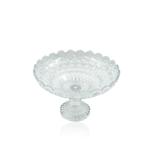 9672404 Glass Fruit Bowl with Stand – 31cm Diameter × 20cm Height – Elegant Clear Pedestal Bowl for Serving Fruits, Sweets, and Decorative Displays