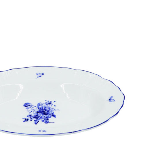 SNZ-009 Deep Oval Plate With  Blue Rim 9.75"