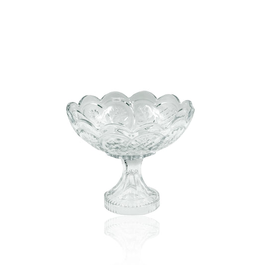 NT07952200W Glass Fruit Bowl – 22cm – Elegant Clear Medium Glass Pedestal Bowl for Serving Fruits, Sweets, and Snacks