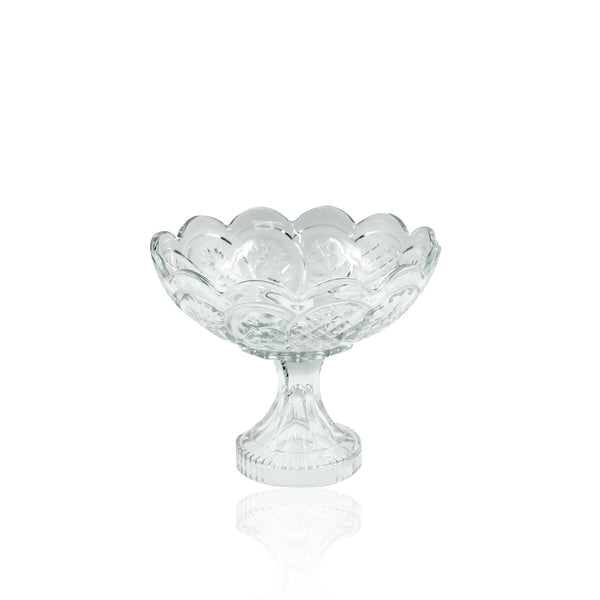 NT07952200W Glass Fruit Bowl – 22cm – Elegant Clear Medium Glass Pedestal Bowl for Serving Fruits, Sweets, and Snacks