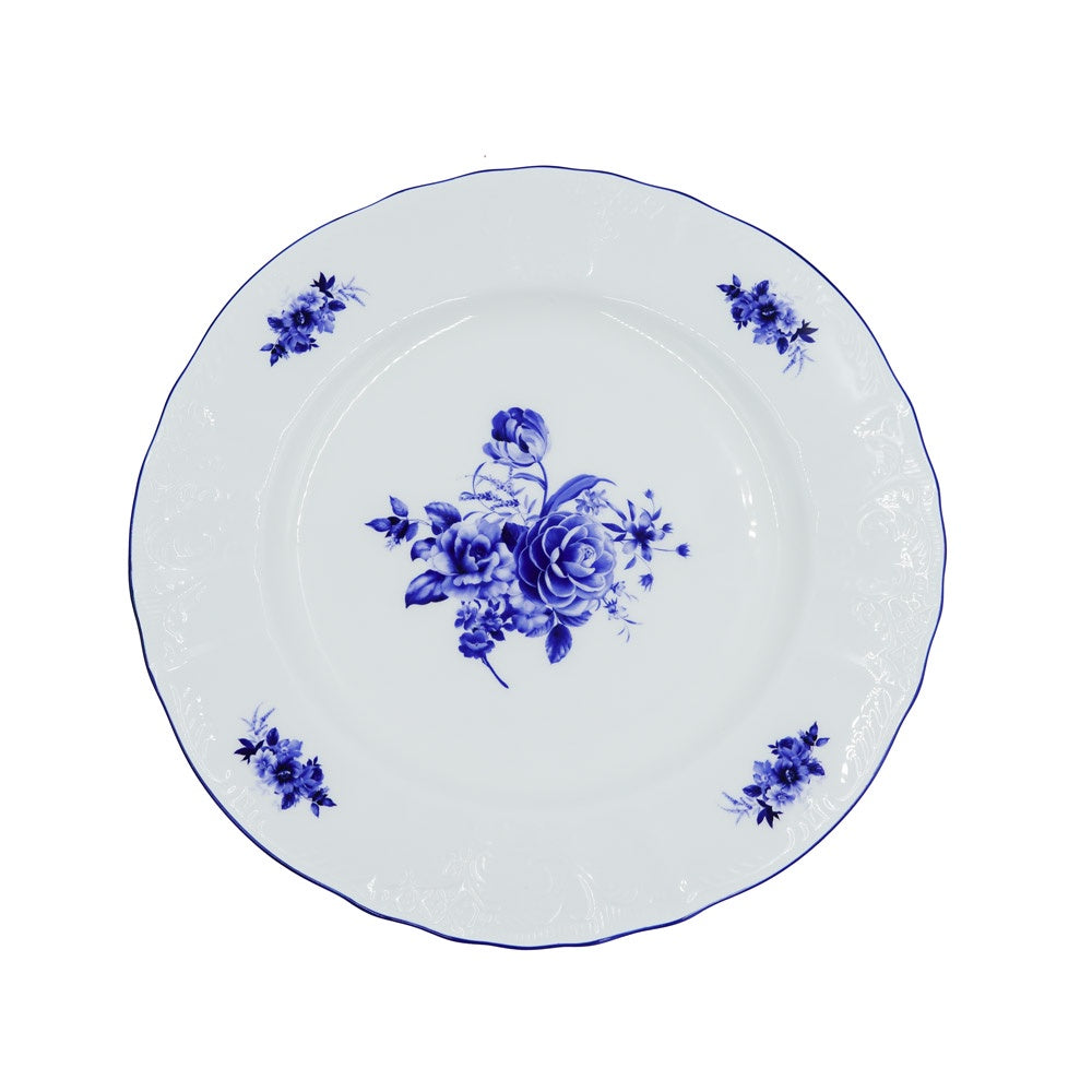 SNZ-002 Dessert Plate With Blue Rim 12"