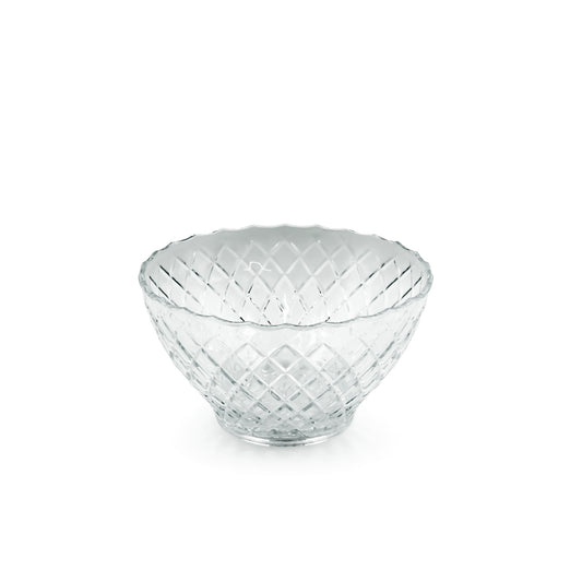 NB7356GCL Michele Glass Fruit Bowl – 3000cc Capacity – Elegant Textured Clear Glass Bowl for Serving Nuts, Fruits, and Snacks