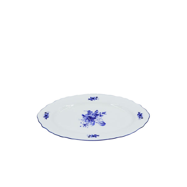 SNZ-008 Oval Plate With  Blue Rim 12"