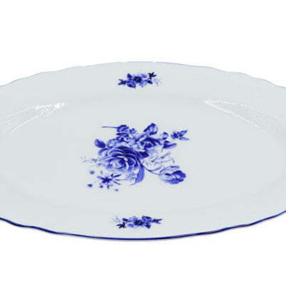 SNZ-008 Oval Plate With  Blue Rim 12"