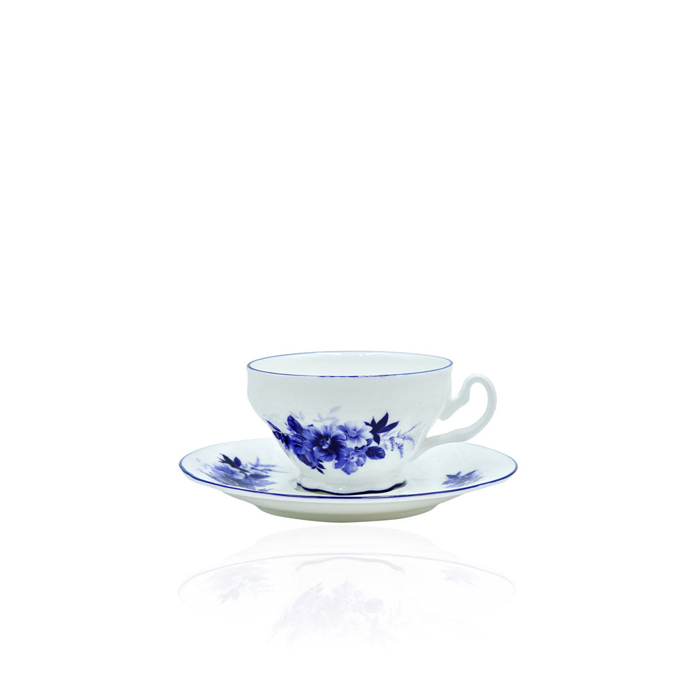 SNZ-012 Coffee Cup & Saucer Set With Blue Rim