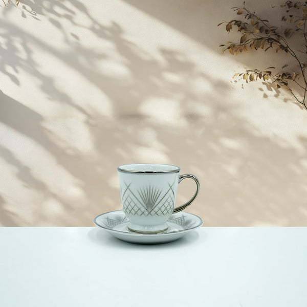 CP24-S  Ceramic Milk Cup & Sauce 6 PC Set - Silver