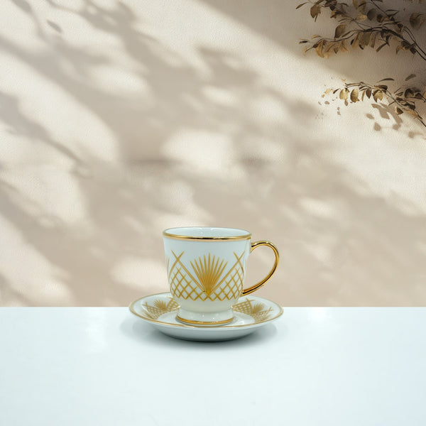 CP24-G Ceramic Milk Cup & Saucer 6 PC Set - Gold
