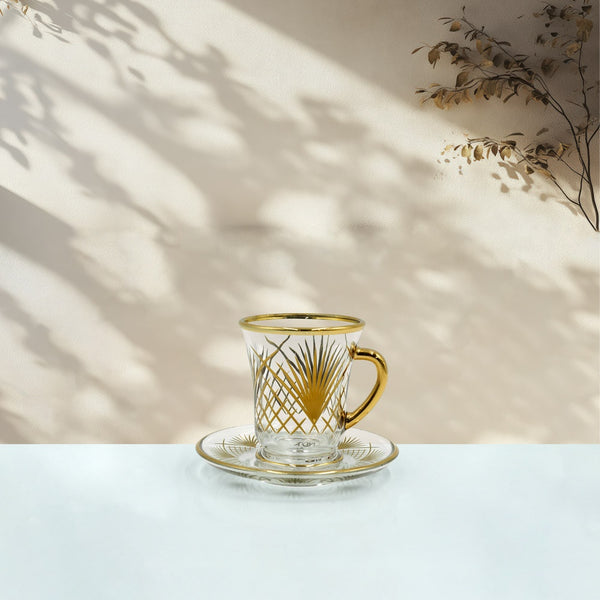 GLC24-G Tea Glass & Saucer Set 6 PC Set - Gold