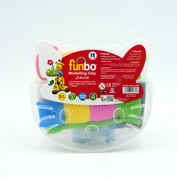 FO-MC-150N-12+6OC Funbo Modelling Clay Set – 150g, 12 Colours + 4 Molds