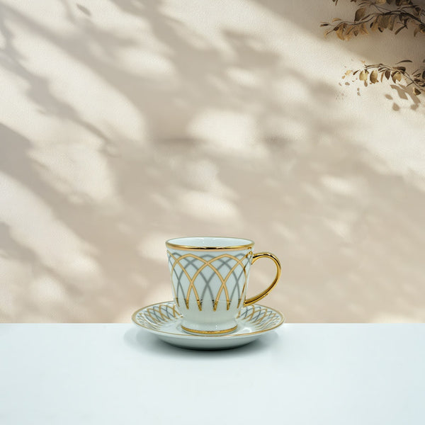 CP17-SG Ceramic Milk Cup & Saucer Set - Gold