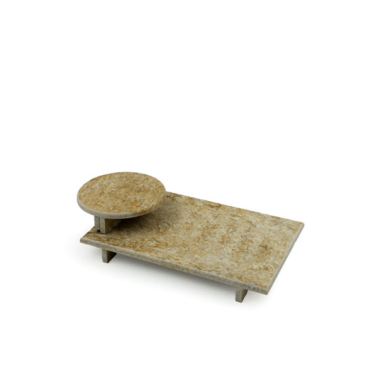 EA-COR007 Marble Stand – 47cm (L) × 24cm (W) – Large Elegant Beige Marble Display Stand for Decor, Serving, or Organizing