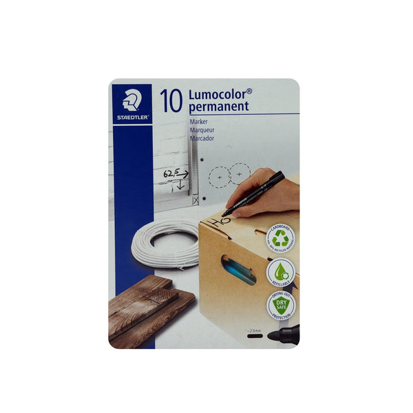 ST-352-09 Staedtler Lumocolor Permanent Marker Black – 10 Pieces