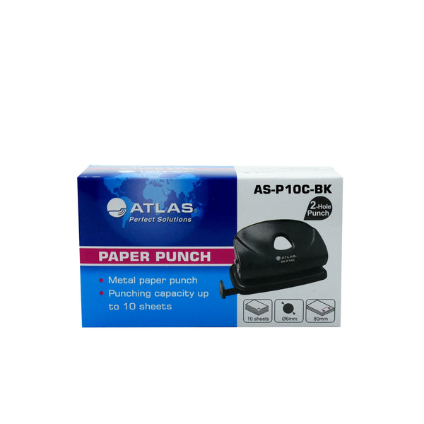 AS-P10C-BK Atlas Paper Punch Black – 10 Sheets Capacity