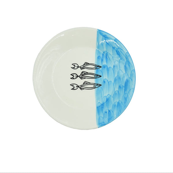 28-PB Ceramic Round Plate Royal Sardine Blue, 10 Inches