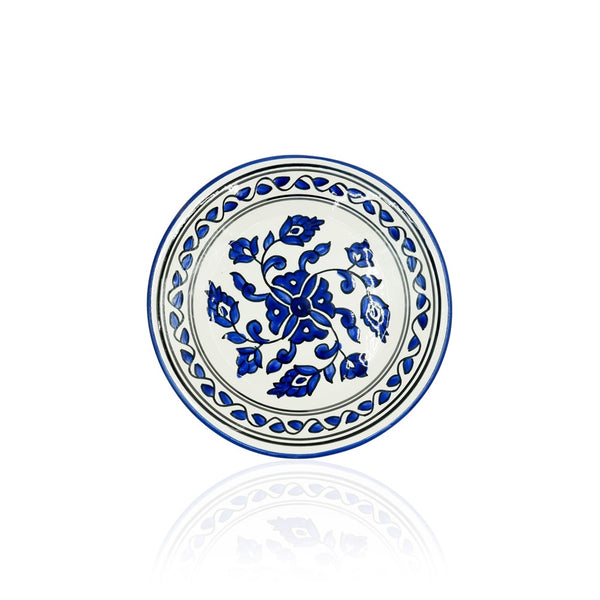 24-PB Ceramic Plate Royal Floral Blue, 9.5 Inches