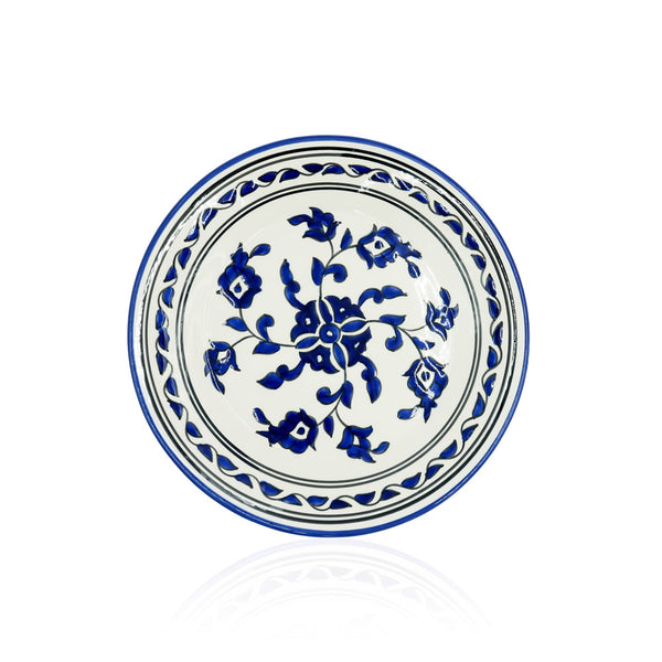 28-PB Ceramic Round Plate Royal Floral Blue, 10.5 Inches