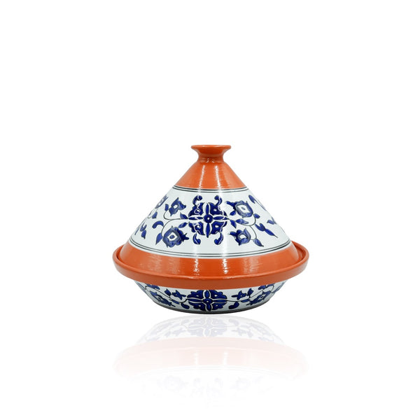 22-PB Ceramic Tajine Art Culinaire Floral Blue, 8 Inches