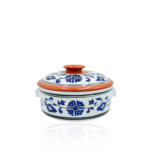 25-PT Ceramic Faitou Art Culinare Floral Blue, 10 Inches