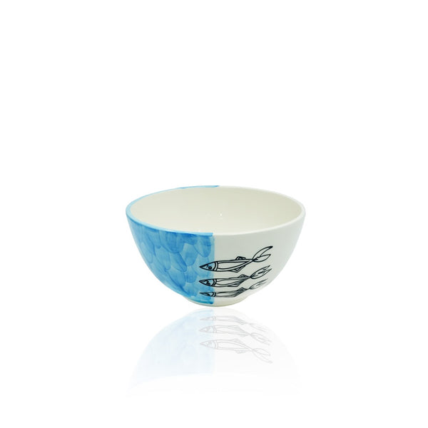 21-PB Ceramic Round Bowl Jasmine Sardine Blue, 8 Inches
