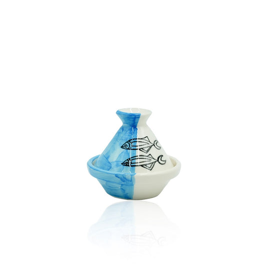 09-PB Ceramic Tajine Art Culinaire Sardine Blue, 9cm (H)