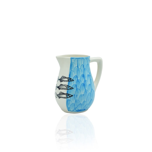 17-PB Ceramic Cruche Mug Sardine Blue, 17cm (H)