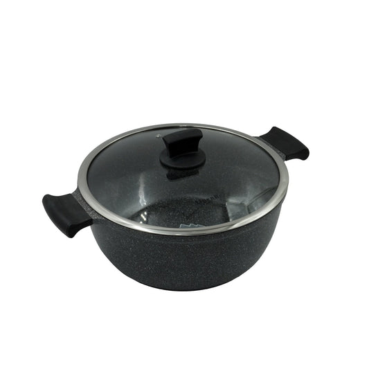 GV-256 Casserole Pot – 32cm Extra-Large Non-Stick Granite Finish with Glass Lid – Heavy-Duty Cookware for Large Families and Bulk Cooking