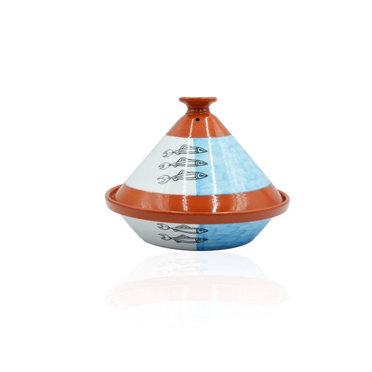 27-PT Ceramic Tajine Art Culinaire Sardine Blue, 11 Inches