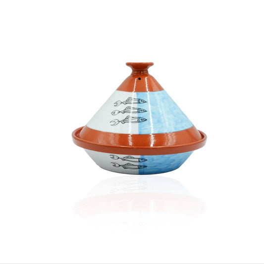32-PT Ceramic Tajine Art Culinare Sardine Blue, 12 Inches