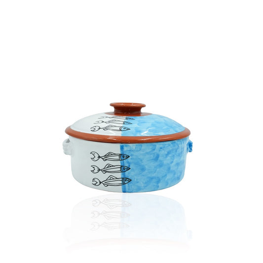 25-PT Ceramic Faitou Art Culinare Sardine Blue, 10 Inches