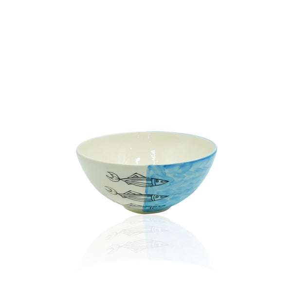 30-PB Ceramic Round Bowl Jasmine Sardine Blue, 12 Inches