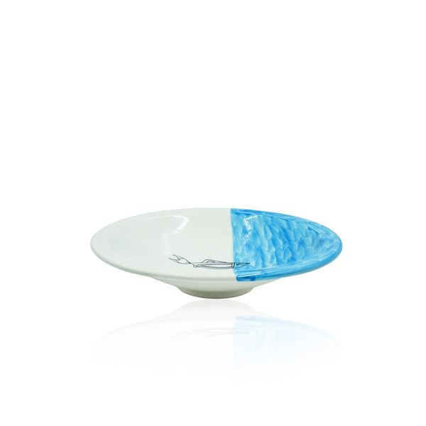 38-PB Ceramic Round Plate Cous Sardine Blue, 14 Inches
