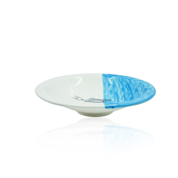 42-PB Ceramic Round Plate Cous Sardine Blue, 16 Inches