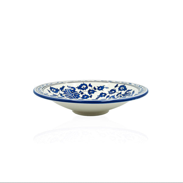 42-PB Ceramic Round Plate Co Floral Blue, 16 Inches