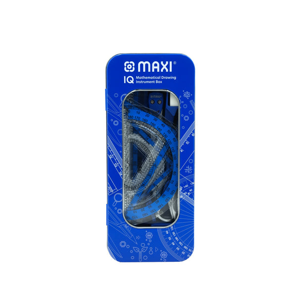 MX-MGB10B Maxi Metal Geometry Box – 10-Piece Mathematical Drawing Set – Blue