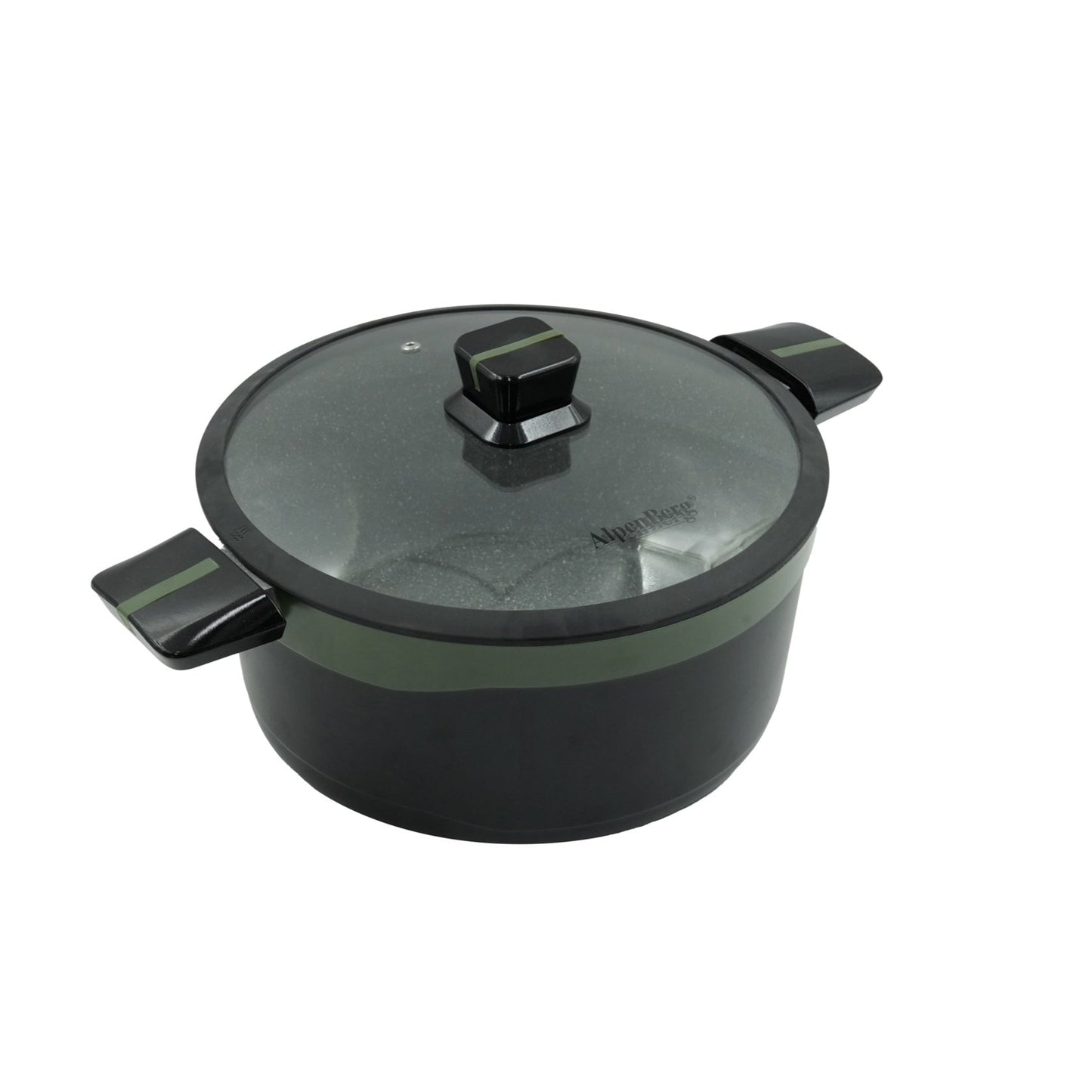 KC-61 Casserole – 32cm Green Granite Non-Stick Cooking Pot with Glass Lid – Extra-Large Durable Cookware for Family Meals and Bulk Cooking