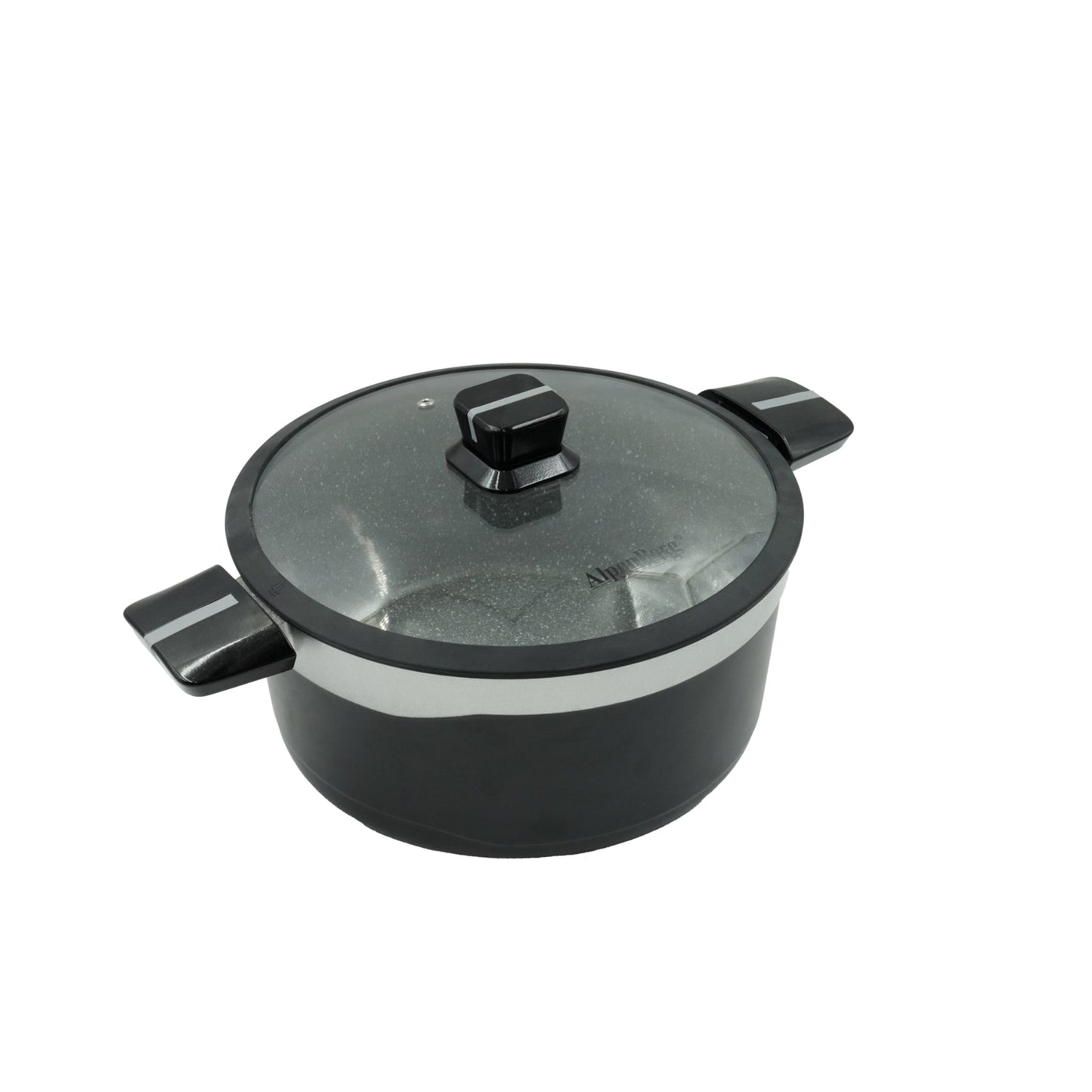 KC-39 / KC-40 / KC-41 Silver Line Casserole – 24cm, 28cm, 32cm Non-Stick Granite Cooking Pots with Glass Lids – Durable Cookware for Daily and Family Cooking