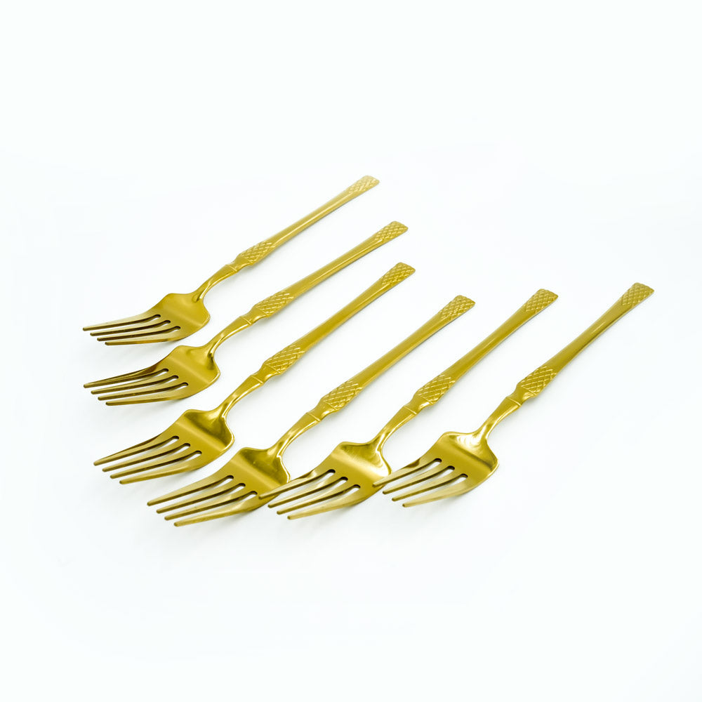97749-19 Stainless Fork 6PC Set Gold, 15cm (H)