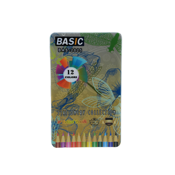 BAS-2025 Basic Colour Pencil – 24 Colours – Flat Metal Case