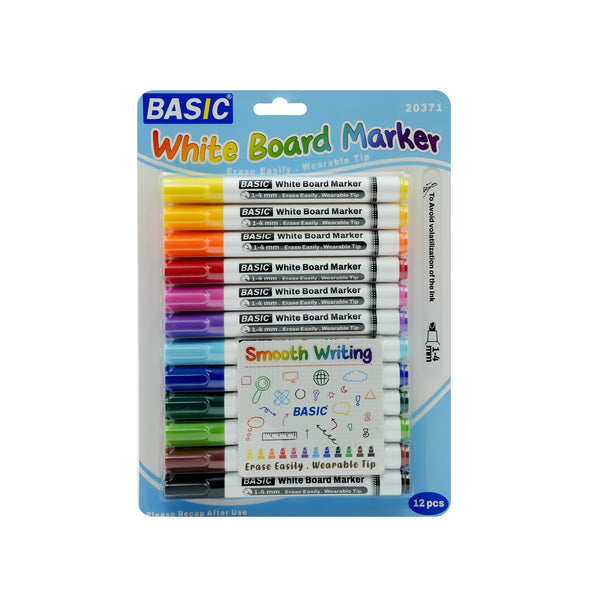 20371 Basic White Board Marker – 12 Pieces – Assorted Colours